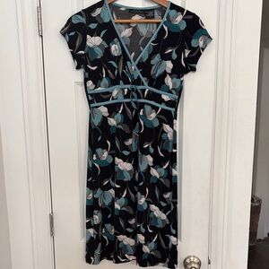 F.L.P Floral‎ Midi Dress in Black and Teal